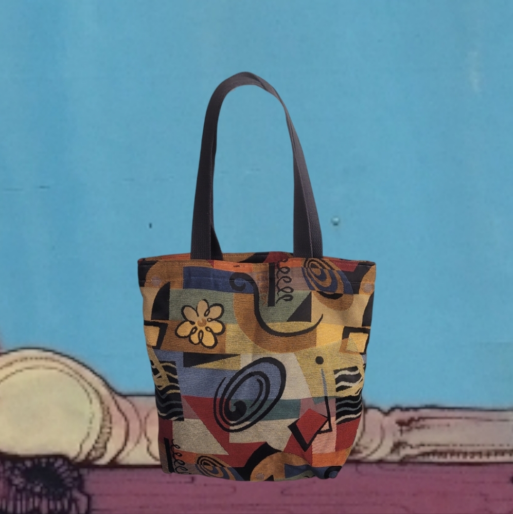 Abstract Tapestry Tote Style Bag